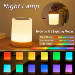 GGbingo 16 Colors Night Light Touch Bedside Table Lamp RGB USB Rechargeable Desk Lamp Bedroom Decoration Gift Dining Table Light