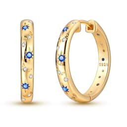 925 Sterling Silver Gold Color Circular Hoop Earrings Golden Earring Fit Original Charms Diy Fine Jewelry For Fashion Women