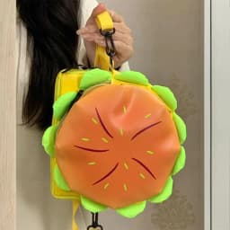 Cartoon Hamburger Crossbody Bag Cheeseburger Backpack PU Large Capacity Schoolbag Messenger Bag ?For Travel Outdoor Girls Gift