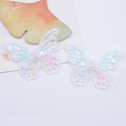 12Pcs 62*48mm Exquisite Sequins Embroidered Mesh Butterfly for DIY Headwear Hair Clips Decor Clothes Hat Shoes Sewing Patches