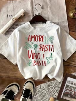 More Spaghetti Less Upsetti Funny Pasta Graphic T-Shirt, Casual Crew Neck Short Sleeve Top for Girls Women, Summer Daily Wear