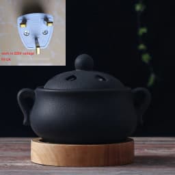Plug in Timed 110V/220V Electric Incense Burner Ceramic Elegant Black 25ml Essential Oil Lamp Timed Household for Home Decor