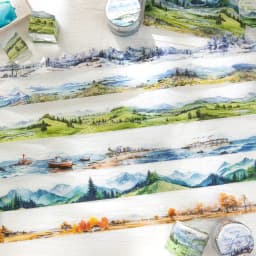 30mm * 2m/roll vintage Ins mountain plain island scenery PET stickers creative decoration DIY handmade scrapbook masking tape