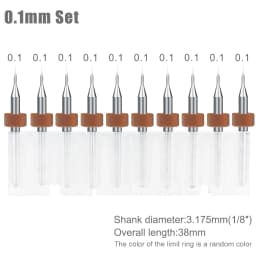 XCAN 10pcs 0.1-3.175mm PCB Drill Bit 3.175 Shank Micro Carbide Drill Bit Set For Printed Circuit Board Wood Modeling