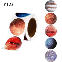 500Pcs /1 Rolls 2.5cm/1inch Planet Space Planet Circle Sticker Decoration Gift Box Sticker Label Stationery Sticker