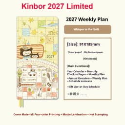 Kinbor Original Undated Weekly Planner, Illustrated Hardcover Journal with Two Pages Per Week, Portable To-Do List Notebook Slim