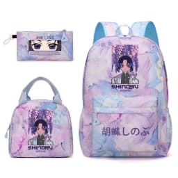 Kochou Shinobu Print School Backpack Set with Lunch Bag Pencil Case for Girls Kids Student Bookbag