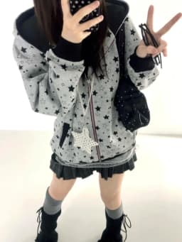 2000s American Vintage Polka Dot Sweatshirts New Spring Fashion Letter Print Hooded Women Y2k Sweet Loose Casual Jacket 2026 New