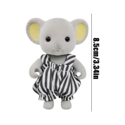 Mini Flocked Animal Family Doll Set Dressed Rabbit Cat Panda Koala Mouse Figures Dollhouse Accessory Pretend Play Collection Toy