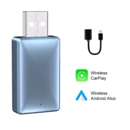 2-in-1 Wireless CarPlay Adapter for iPhone and Android Auto USB Adapter 5.8GHz WiFi automatic connection wired to wireless