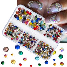 6 Grids Transparent Crystal Nail Pile Diamond Luxury Heart Square Nail Art Rhinestones Gems Sparkle Glass Nail Stones DIY Charms
