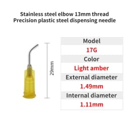 20pcs 13mm Elbow Dispensing Machine Injection Needle 14G-27G Stainless Steel Dispensing Needle Spiral Mouth Nozzle Glue Needle