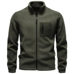 AIOPESON Men Fleece Jacket Full Zip Mock Neck Polar Fleece Sweatshirt Thermal Multi Pocket Outdoor Casual Autumn Winter Coat