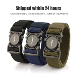 VATLTY New Men's Tactical Type Elastic Belt Zinc Alloy Quick Release Buckle Casual Belt Tight Nylon Overalls Waistband Male