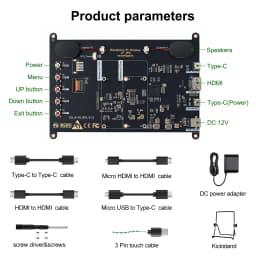 Raspberry Pi 5 7/8 Inch Screen, IPS TFT LCD HDMI Display Touch Screen Monitor 1024*600 1920*1200 HDMI Speaker for DIY Student