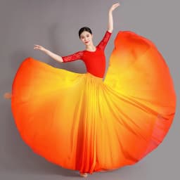 2025 Gradient Color Dance Skirt Eleganc Women's Square Dancing Perform Maxi Skirts Elastic-waist Big-hem Chiffon A-line Skirts