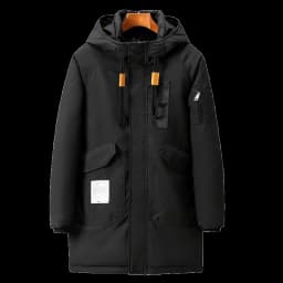 Thickened Fleece Lined down Jacket Men's Large Size Autumn Winter Coat Fashion Urban Style Hooded Mid-Length Parka Coat
