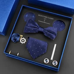Luxury Neck Tie Set For Men Classic Brand Necktie Bowtie Hanky Cufflinks Floral Brooches Tie Clip Set Wedding Business Box Gift