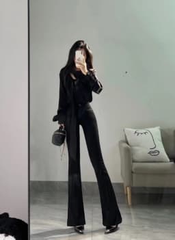 High Waist Bell Bot Pants Women's High Elastici Slimming Long Trousers Summer New Arrival Dongda Gate Casual Pants