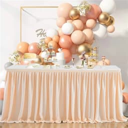 Polyester Table Skirt for Rectangle Tables Wrinkle Resistant Pleated Ruffle Table Cloth for Banquet, Wedding, Gift Dining Table
