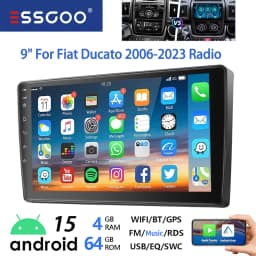 ESSGOO 9" Android 15 4+64G Car Stereo Radio For Fiat Ducato/Peugeot Boxer/Citro Carplay Android Auto GPS Navi FM RDS WiFi BT SWC