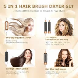 LUXLOCK 5-In-1 Hair Dryer Curling Iron Hot Air Comb Dyso Air Bag Hair Dryer Styling Tool Straightener Hairdressing Tool Gift