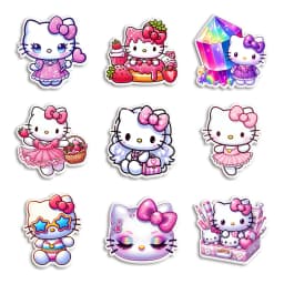 Hello Cat 10pcs/lot San Resin Planar Transparent Glitter Acrylic Flatback for Charms DIY Bow Craft Supplies Phone Case Decor