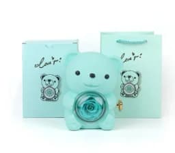 Rose Hugging Bear Gift Boxes Free Engraving Necklace Rose Rotating Flower Birthday Gift for Women