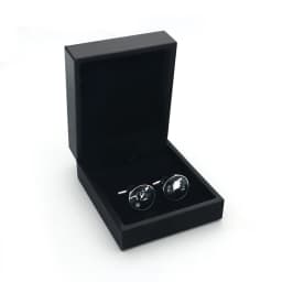 Men's Quality Cuff Links Gift Box Black Color Wire Drawing PU Coated Design Plastic Material Cufflinks Display Package