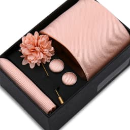 Top Quality Solid Color Ties Hanky Cufflinks Brooch Set Elegant Jacquard Necktie For Men Business Wedding In Gift Box Gravatas
