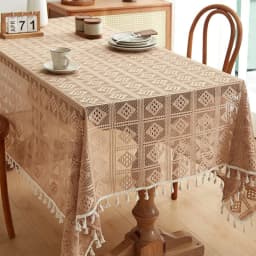 Luxury Crochet Diamond Solid Tablecloth Hollow Non-Slip Lace Table Cover for Wedding Banquet American Wear-Resistant Home Decor