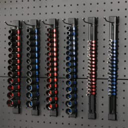 ABS Socket Organizer 1/2 inch 3/8 inch and 1/4 Clip Drive Socket Rail Holders Heavy Duty Socket Racks with Red Blue Black Clips