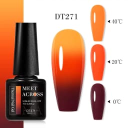 MEET ACROSS 7ml Glitter Sequins Thermal Gel Nail Polish 3 Layers Temperature Color Changing Semi Permanent UV Gel Varnish Nails