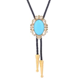 BRONZE GEM Bolo Tie Western Cowboy Opal Rodeo Leather Necktie