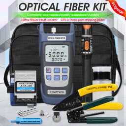 19pcs/set FTTH Fiber Optic Tool Kit with AUA-6S Fiber Cleaver -70~+10dBm/-50+26dBm Optical Power Meter 10mw Visual Fault Locator