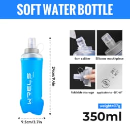 WRELS Water Bottle TPU Folding Soft Flask BPA-Free Collapsible Water Bottle for Hydration Vest Pack Running Hiking Water Bottle