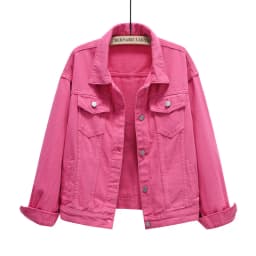 2026 New Women's Blue Denim Jacket Single-breasted Lapel Coat Fashion Casual Tops Green Black Red Outerwear Female Overcoat