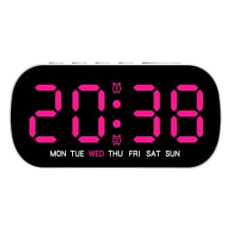 Digital Alarm Clock USB Powered Temperature Date Week Dual Alarm Night Mode Snooze Clock 5 Levels of Brightness 12/24H LED Clock