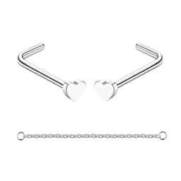 Nose Rings Chain Piercing Across Double with Chain Studs with Chain 20G Piercing Stud Nostril Jewelry for Women Men