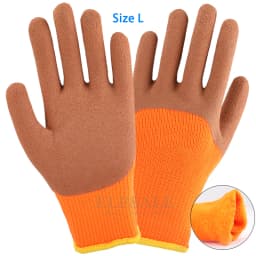 1Pair Winter Waterproof Work Safety Thermal Gloves Anti-Slip Grip Rubber Garden Gloves For Worker Builder Hands Protection