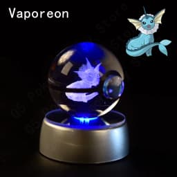 Pokemon 3D Crystal Ball Pikachu Gengar Mew Mewtwo Figurines Lamp Base Pokeball 3D Pokemon Glass Ball Statue Birthday Gift