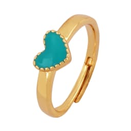 Love Heart Shape 18K Gold Plated Finger Ring,Colourful Enamel Coated Zircon Open Adjustable Rings Jewelry Findings Supplies P34