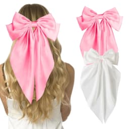 2/3pcs WomenGirls Large Bow Hair Clips, Soft Long-Tailed Bow Hairpins, Vintage Metal Hair Clip Silk Headband, Elegant Hair Acces