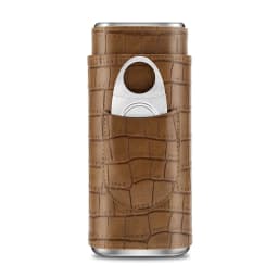 3-pack Cigar Case Portable Leather Holder Box Storage with Stainless Steel Sharp Cigar Cutter Luxury Smoking Accessories CH-24FA