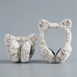 Leopard Foldable Leopard Print Earmuffs Winter Warm Thickened Ear Cover Women Windproof Frostproof Earlap Simple Plush Hairband