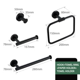 Black Bathroom Accessories Brass Knurled Kit Paper Holder Towel Rack Shelf Single Towel Holder Toilet Brush Holder Hook