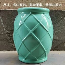 White Porcelain and Drawn Blue Shoe Hand Changing Stool Ceramic Drum Bathroom Neoclassical Imitation Sitting Stool Low Round