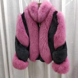 Luxury Genuine Silver Fox Fur Jacket Real Natural Coat Full Sleeves Winter Plush Red Outerwear for Fashionable Cold Weather