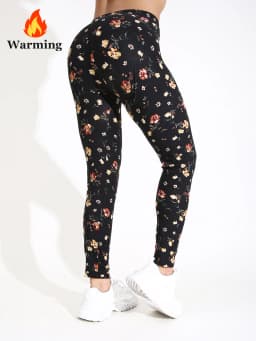 Autumn Winter 1PACK Women's Small Floral Plush Thick Sexy Tight Legging Casual Sports Elegant Fitness Yoga Pants