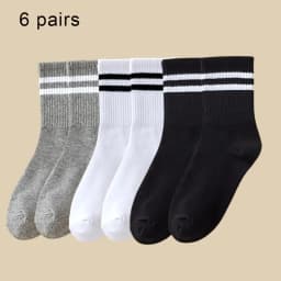 5/6/10 Pairs Women's Mid Socks Solid Color Breathable Comfortable In Autumn Winter Absorbing High-Quality Casual Socks Sports